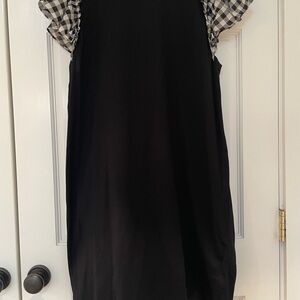 Kate Spade Black Dress with Checkered Sleeves